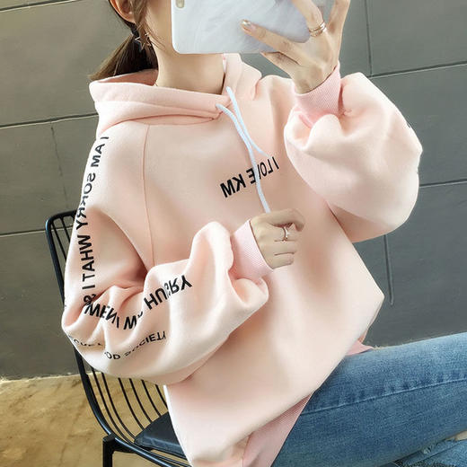 承包你整个秋冬的时髦~ins慵懒风卫衣女 新款字母连帽加绒加厚超火cec打底衫 商品图2