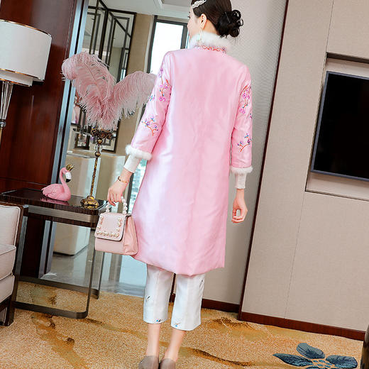 MW-2JT19721毛领棉服2020秋冬长款中年贵族婚宴礼服大衣外套 商品图1