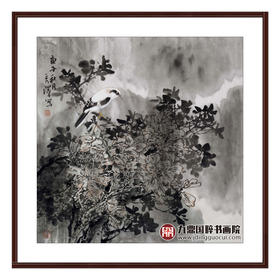 杨秀泽《秋月》68*68cm 花鸟斗方作品 餐厅/卧室挂画