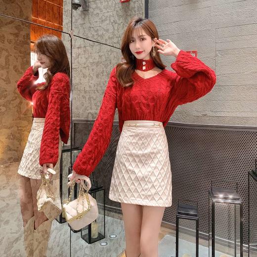 张心子 皮裙半身裙女2020秋冬新款时尚百搭高腰显瘦包臀a字裙短裙U201026 商品图2