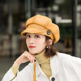 纽扣设计感八角帽贝雷帽女秋冬天百搭网红潮ins复古英伦帽子