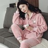 【睡衣女】*睡衣女秋冬季法兰绒套装 活泼可爱小兔子连帽女士家居服套装 商品缩略图0