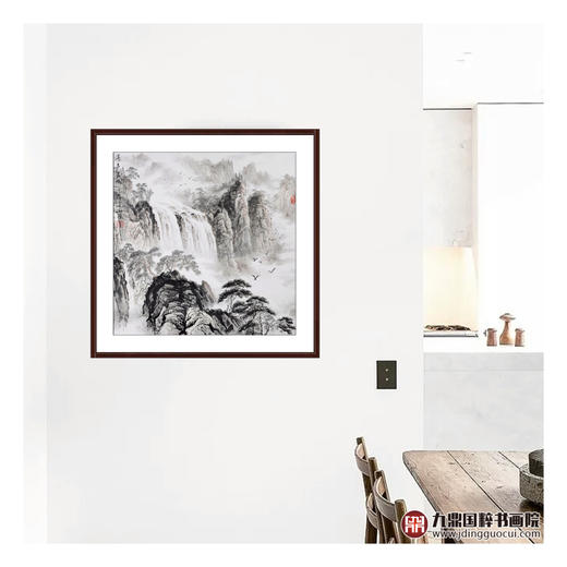王功学《瀑声轰鸣》66*66cm 山水斗方作品 茶室/客厅挂画 商品图2