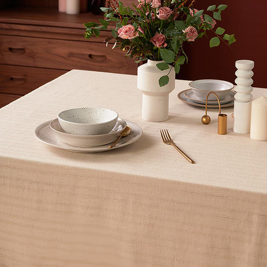 流苏全棉餐桌布艺拉普兰德流苏方桌布 商品图1