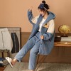 【睡衣女】*冬季加厚羊羔绒连帽中长款睡袍可爱卡通韩版家居服套装 商品缩略图0