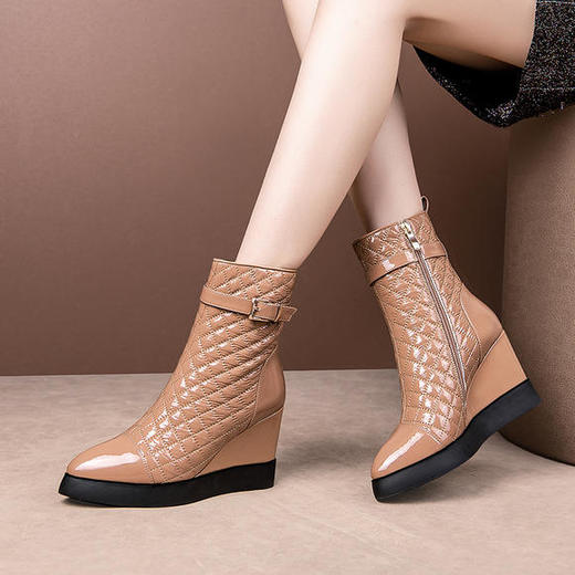 OLD-977新款英伦风坡跟高跟百搭短筒 商品图0