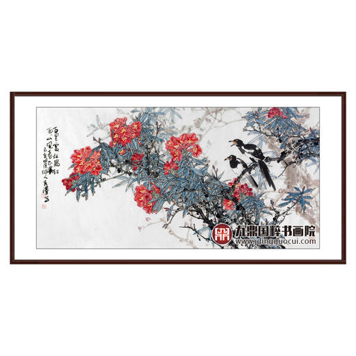 杨秀泽《百里处杜鹃红》68*138cm 花鸟横幅作品 茶室/卧室挂画 商品图0