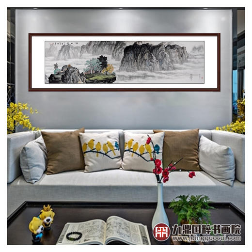 王功学《江山情》228*61cm 山水横幅作品 办公室/客厅挂画 商品图2