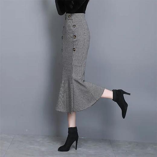 TY7817大气格子半身裙千鸟格轻熟风鱼尾裙 商品图1