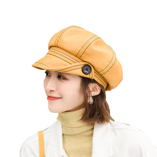 纽扣设计感八角帽贝雷帽女秋冬天百搭网红潮ins复古英伦帽子 商品图4