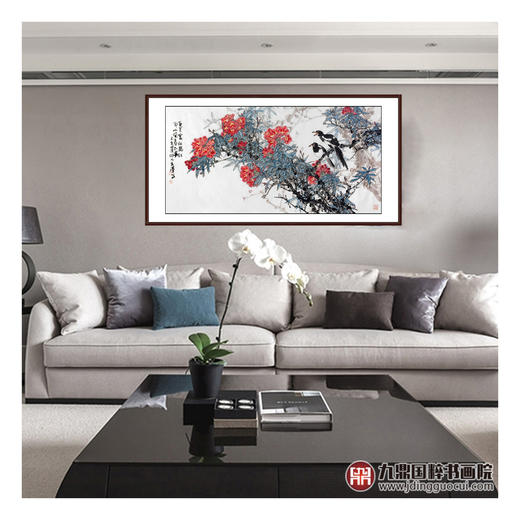 杨秀泽《百里处杜鹃红》68*138cm 花鸟横幅作品 茶室/卧室挂画 商品图3