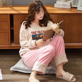 【服饰鞋包】秋冬季法兰绒女睡衣加绒加厚宽松可外穿珊瑚绒家居服套装