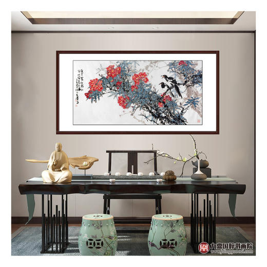 杨秀泽《百里处杜鹃红》68*138cm 花鸟横幅作品 茶室/卧室挂画 商品图2