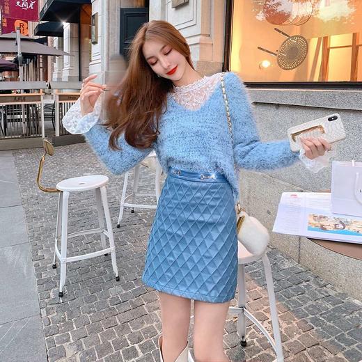 张心子 皮裙半身裙女2020秋冬新款时尚百搭高腰显瘦包臀a字裙短裙U201026 商品图3