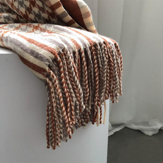 2020冬季新款复古格子仿羊绒围巾女流苏英伦保暖加厚披肩DF 商品图3