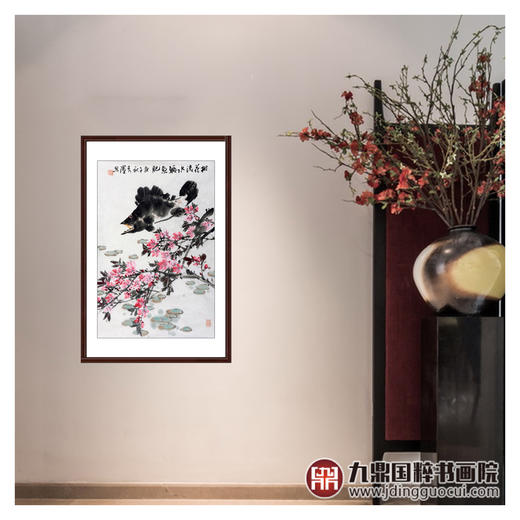 杨秀泽《桃花流水鳜鱼肥》68*45cm 花鸟竖幅作品 茶室/餐厅/卧室挂画 商品图2