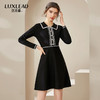 洛诗2020冬季新款小雏菊纽扣学院风花边领收腰修身A字针织连衣裙 商品缩略图0
