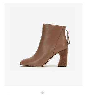 westory商场专柜同款冬季皮面短靴方头粗跟女靴子W284S80601