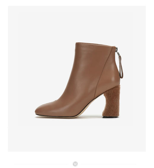 westory商场专柜同款冬季皮面短靴方头粗跟女靴子W284S80601 商品图0