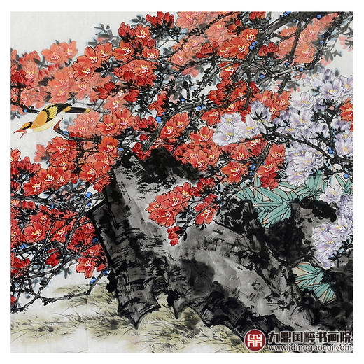 杨秀泽《万山红遍》96*240cm 花鸟横幅作品 办公室/客厅/书房挂画 商品图5