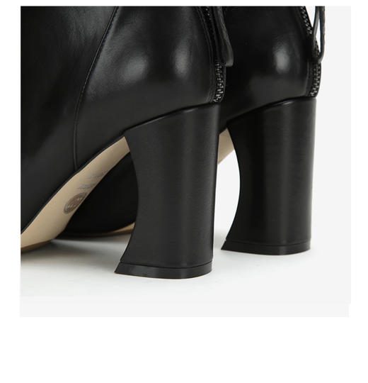 westory商场专柜同款冬季皮面短靴方头粗跟女靴子W284S80601 商品图1