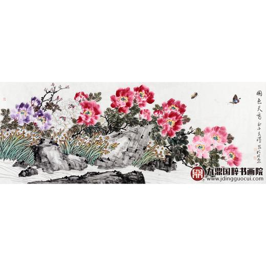 杨秀泽《国色天香》68*178cm 花鸟横幅作品 卧室/茶室/办公室/客厅挂画 商品图1