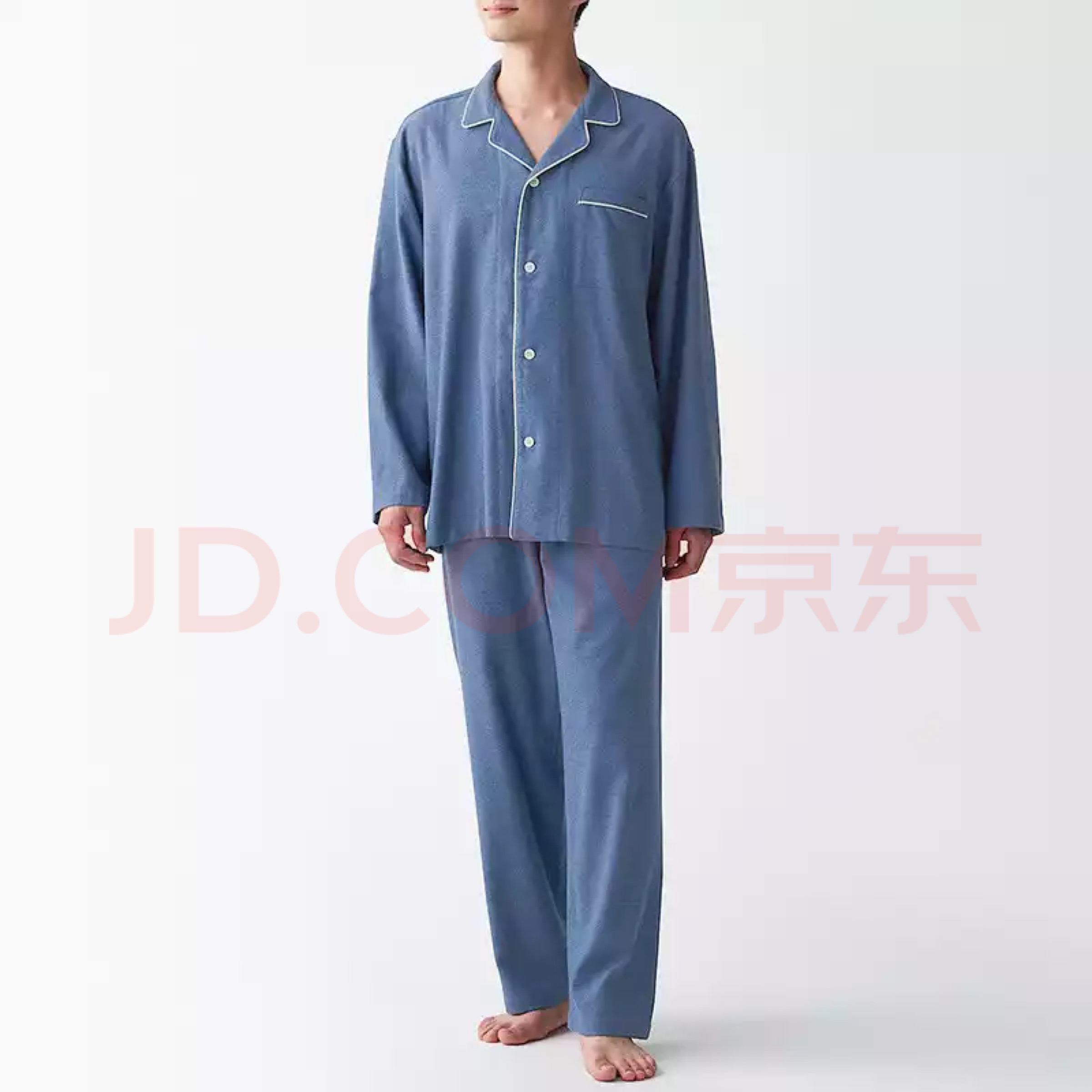 无印良品MUJI新款男款法兰绒睡衣睡裤套装