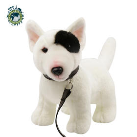 贝林自然世界仿真30厘米白*姿萌毛绒牛头梗上海自然博物馆文创