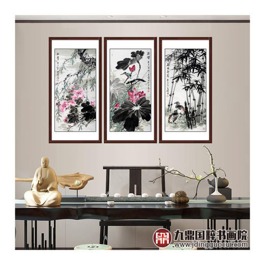 杨秀泽《人生三大定律》97cm*50cm*3 花鸟三条屏作品 卧室/茶室/客厅挂画 商品图3