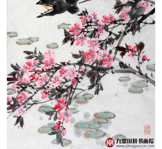 杨秀泽《桃花流水鳜鱼肥》68*45cm 花鸟竖幅作品 茶室/餐厅/卧室挂画 商品图5