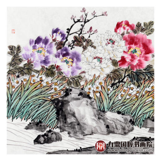 杨秀泽《国色天香》68*178cm 花鸟横幅作品 卧室/茶室/办公室/客厅挂画 商品图4