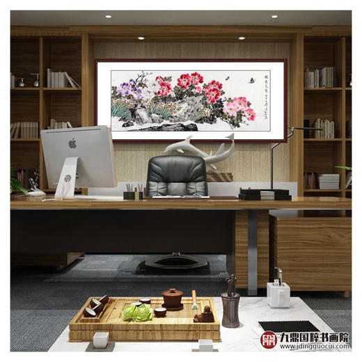 杨秀泽《国色天香》68*178cm 花鸟横幅作品 卧室/茶室/办公室/客厅挂画 商品图2