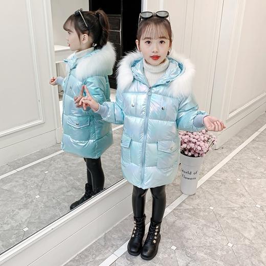 HC-D30-8儿童棉衣女2020冬季新款女童粉色亮面冬装网红棉服外套中长款棉袄 商品图2