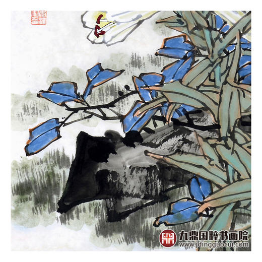 杨秀泽《百合》68*68cm 花鸟斗方作品 餐厅/卧室/茶室挂画 商品图6