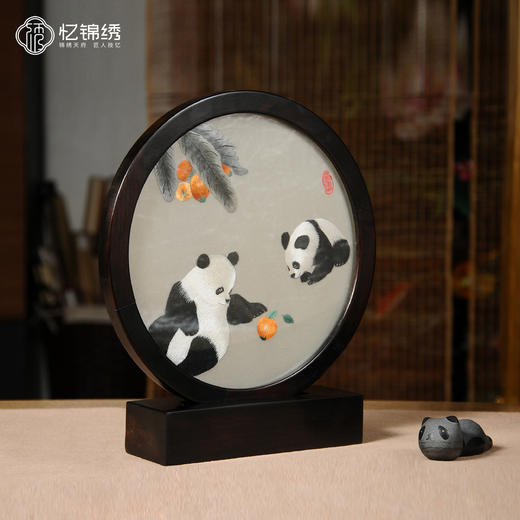 蜀绣双面绣极简座屏-枇杷 商品图1