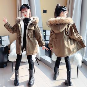 HC-D81-3女童派克服棉衣2020新款冬装洋气儿童棉服加绒加厚棉袄