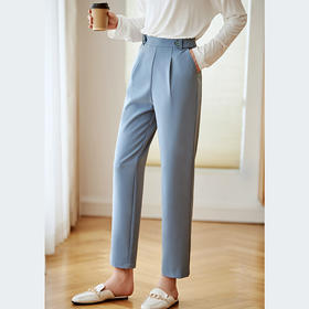 欧芮儿高腰九分休闲裤女新款职业OL直筒显瘦西裤