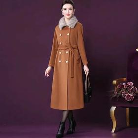 WXY-W-XY-20203中长款2020秋冬新款宽松水貂毛领贵夫人羊毛大衣