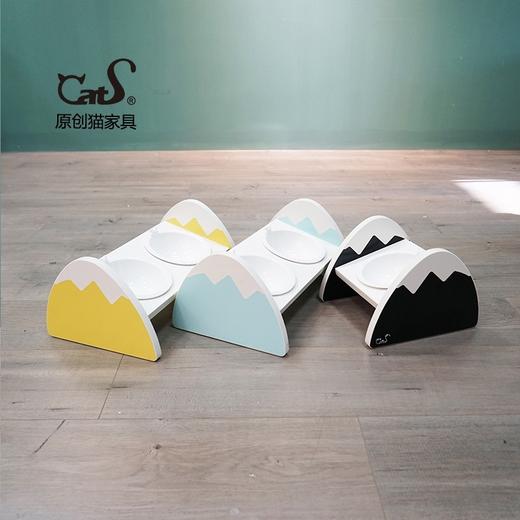 CatS猫家具 雪顶斜面彩色木制猫餐桌 猫碗架猫食盆 猫瓷碗 包邮 商品图0