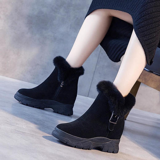 bt-699-18冬季内增高雪地靴女新款时尚加绒加厚棉鞋兔毛短靴