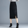 TY-8632秋冬植绒蕾丝裙半身裙女2020新款高腰修身包臀裙中长款开叉一步裙 商品缩略图2