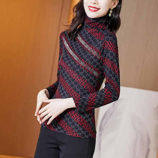 AHM-hffs3082新款长袖时尚气质显瘦减龄内搭上衣 商品图3