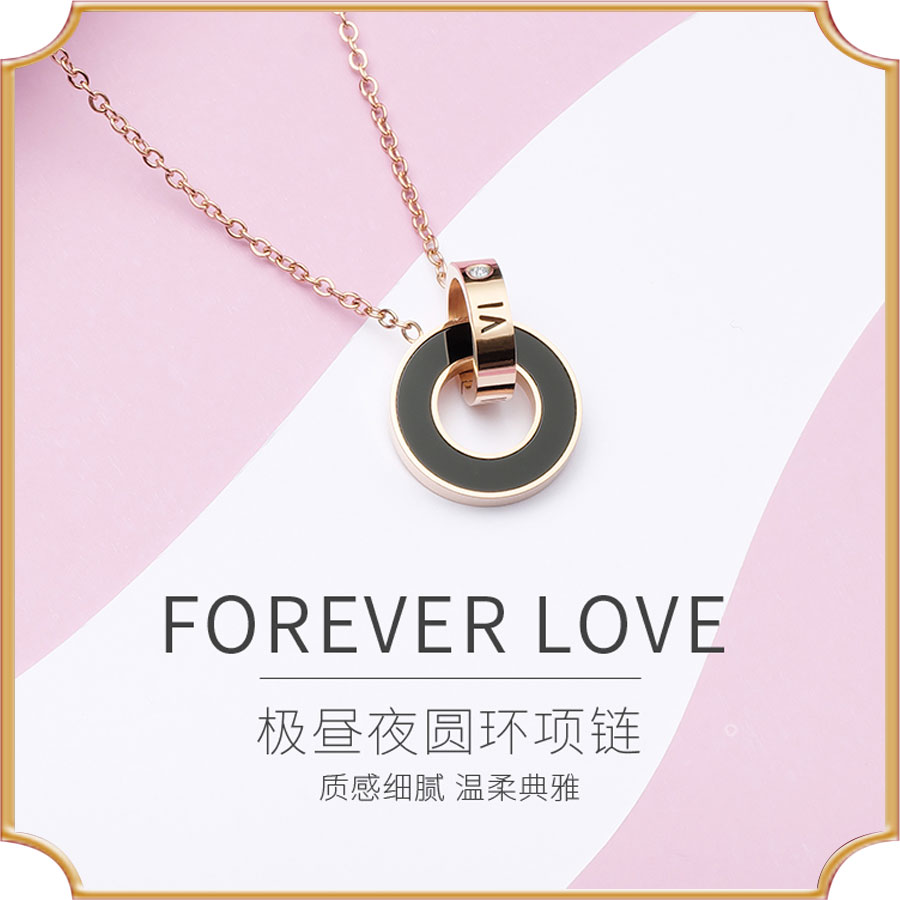 钻石项链女小众设计感 国际罗马数字玛瑙吊坠2021新款锁骨链