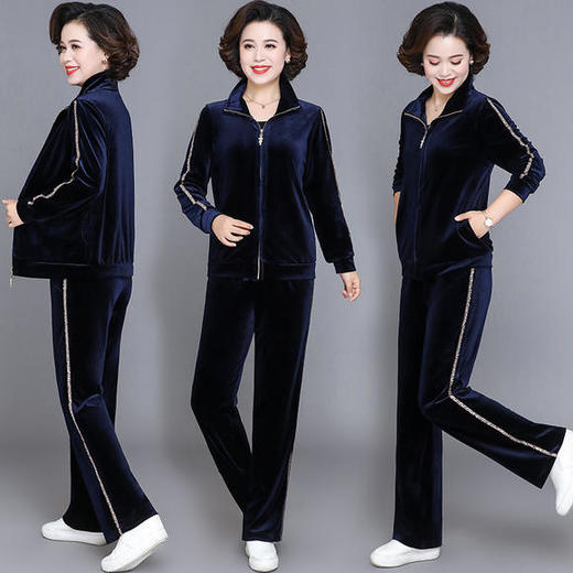 AML-BYG-19C186秋新款加绒加厚运动金丝绒两件套 商品图1