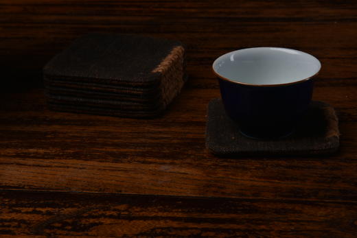 纯手工 缝制 双面香云纱 柞蚕丝香云纱杯垫 古朴 孤品 商品图2