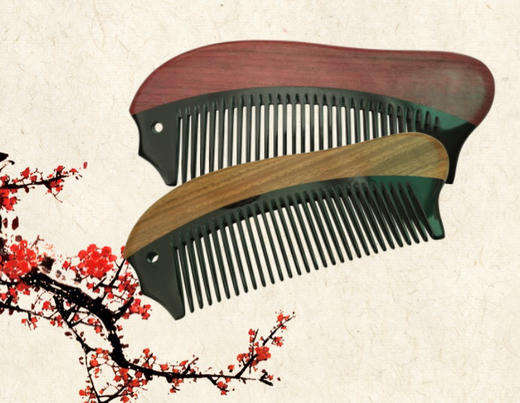 木槿梳子（紫檀木+黑牛角） 商品图0