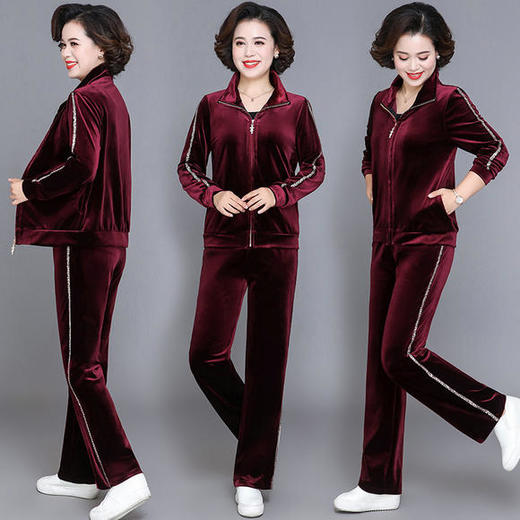 AML-BYG-19C186秋新款加绒加厚运动金丝绒两件套 商品图2