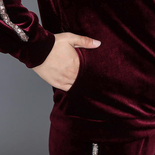 AML-BYG-19C186秋新款加绒加厚运动金丝绒两件套 商品图3