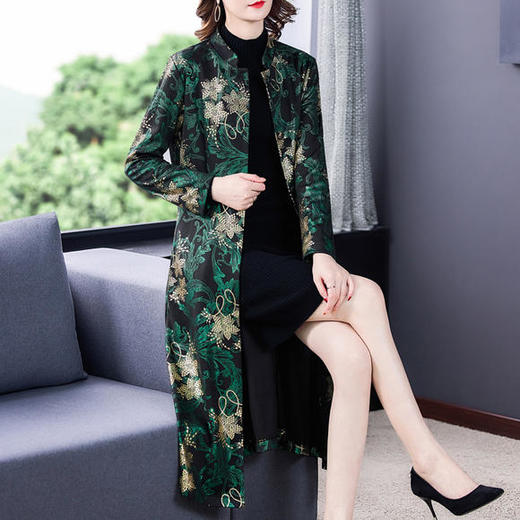 AHM-fls0231过膝时尚气质优雅显瘦印花复古外套 商品图1