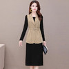 YW-YJY-Q8856时尚修身气质减龄马甲外套长袖连衣裙两件套 商品缩略图0